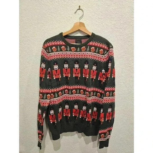 14th And Union Holiday Jacquard Trim Nutcracker Jacquard sz Large - Picture 1 of 3